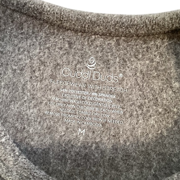 Cuddl Duds Top Light Gray Fleecewear With Stretch Long Sleeve Crewneck Medium - Picture 2 of 8